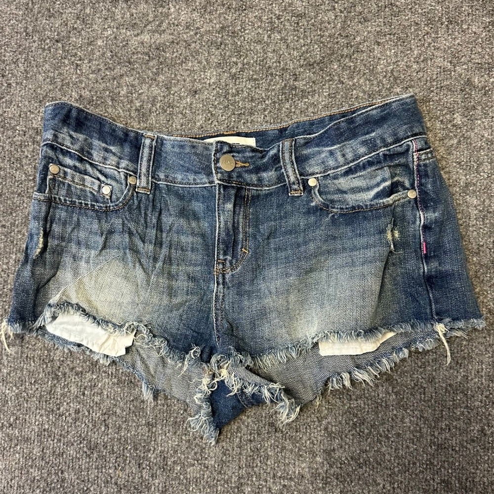 Victoria's Secret PINK Shorts Womens Size 4 Blue Denim Low Rise Frayed Cut Off